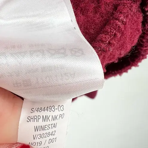 Old Navy  Loose Cozy Sherpa Sweatshirt wine stain burgundy cozy long sleeve sz XL