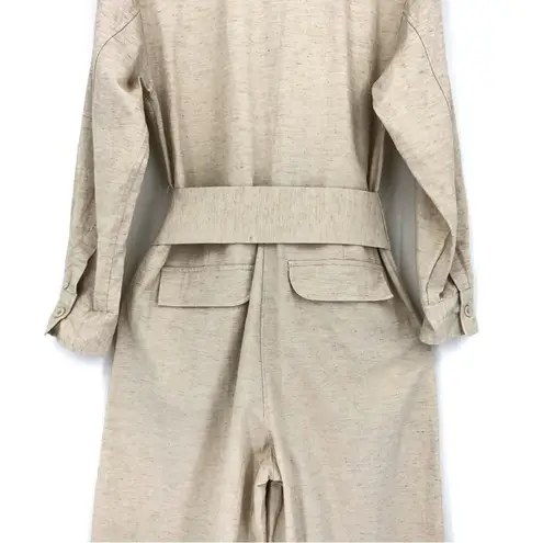 BOA Linen Blend Belted Jumpsuit Cream S