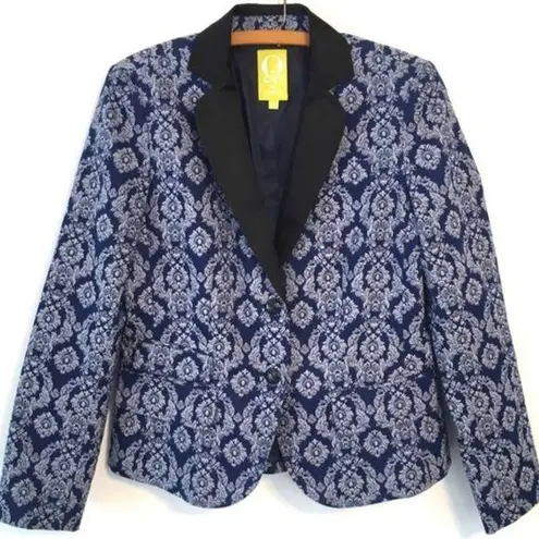 QMack Brocade Floral Tuxedo Blazer Blue Size 4