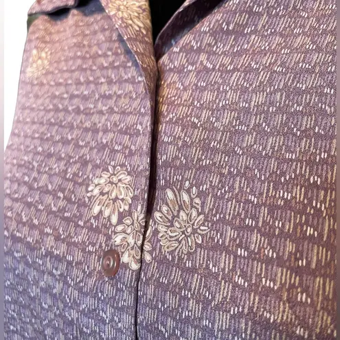 Ethereal Panther Vintage 70s Purple Hippie Dreamy Whimsical Floral Button Top