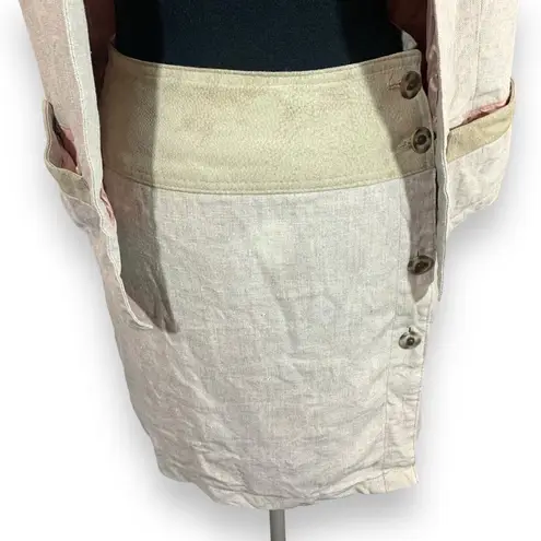 Margaret Godfrey Linen Suede Trim Vest Skirt Set Size 8