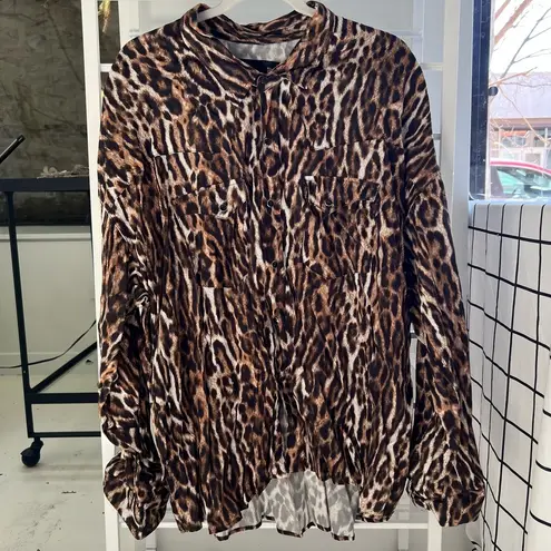 R13 Leopard Oversized Cowboy Shirt