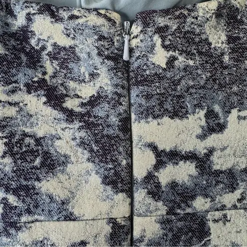 Kay Unger Blue Metallic Jacquard Strapless Walk Through Jumpsuit Size 2