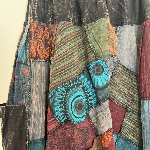 Bohemian Patchwork Harem Pants Blue Size L