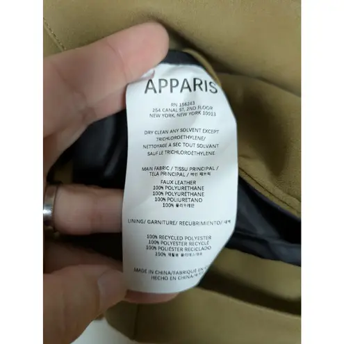 APPARIS Indio Jacket in Sepia Sueded Faux Leather Short Coat Women's Large Tan