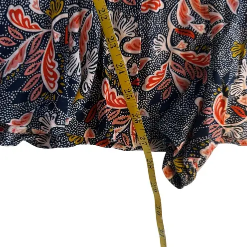 Lulus  Dondi Navy Blue Floral Print Romper Small Front Tie Cutout Feminine Boho