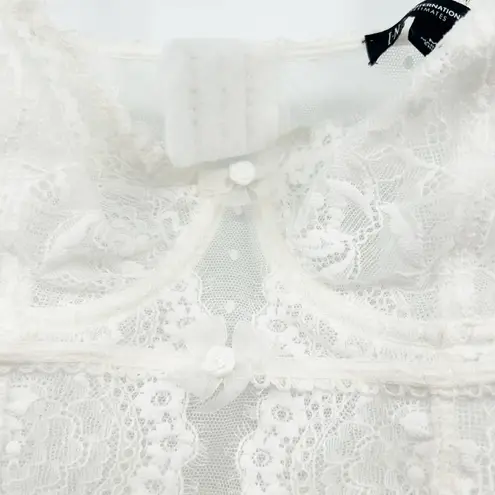 INC International Concepts Womens Coquette Sheer Lace Bodysuit Size M White Size M