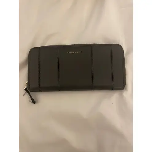 Karen Millen Large Zip Around Wallet Black Leather