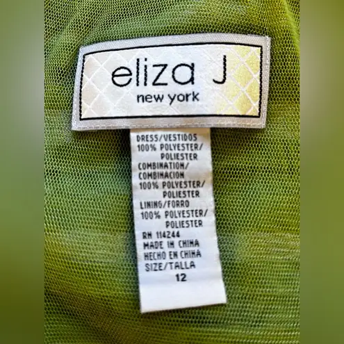 Eliza J New York Ruffled Tiered Mesh Shoulder Insets Sheath Cocktail Dress Sz 12