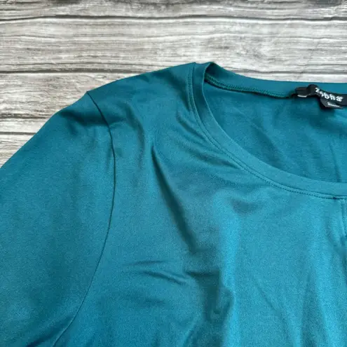 Zobha Women's Twist Front Long Sleeve Athletic Tee T Shirt Dark Teal L LG Large