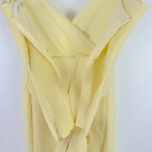 Lucy in the Sky  Wrap Ruffle Dress in Yellow Pebble Crepe Size Small S EUC