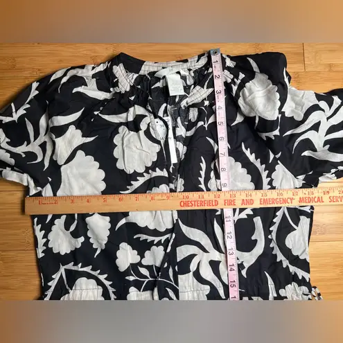 H&M  Womens 100% Cotton Long sleeve V-Neck Tie-Belt Floral Bohemian Dress|Size:XS