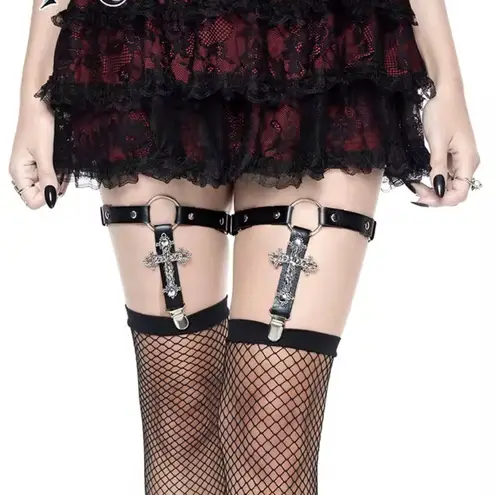 Black Gothic Leg Garters