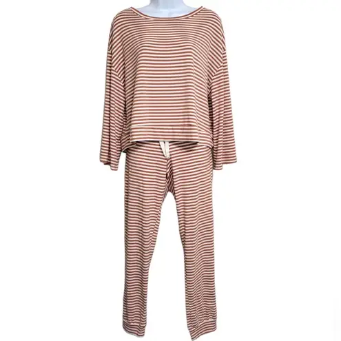 Eberjay Eberjey Quincy Runner Striped Lounge Set in Pecan & White - Image 2