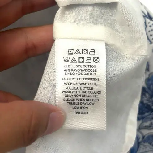 Lucky Brand NWOT  Blue White Floral Paisley Faux Wrap Mini Sundress - Size 12