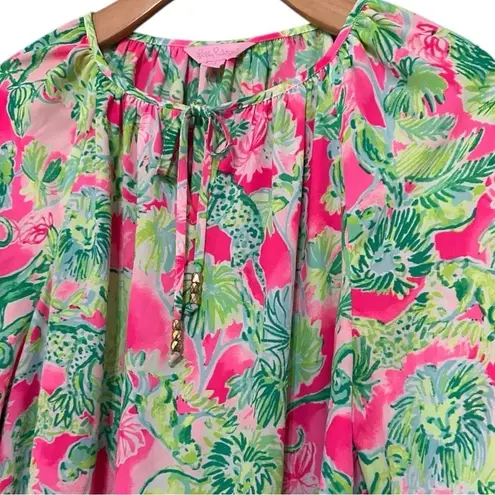 Lilly Pulitzer  Women’s Size S Raz Berry Catty Shack Tensley Tie Front Top Blouse