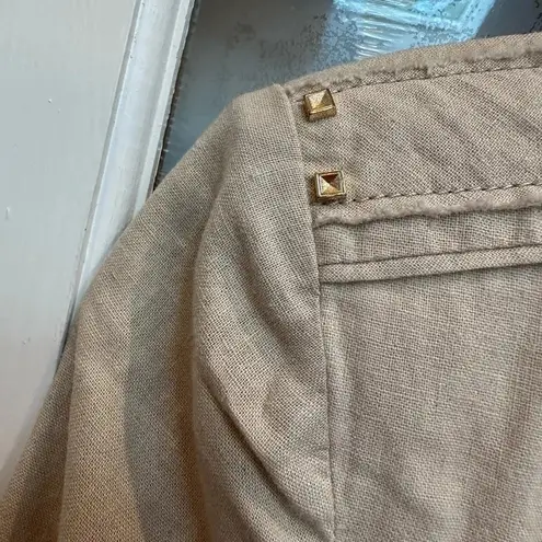 White House | Black Market  Linen Blend Tan Full Zip Rose Gold Jacket Size 0 WHBM