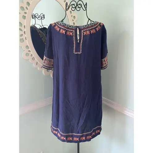 Anthropologie  Mur Mur Embroidered Short Sleeve  baby doll Medium Navy NWT