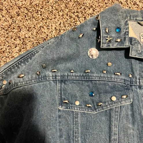 Vintage S.B.II Embellished Denim Jacket Rhinestone Studded Western Jean Jacket M Blue Size M