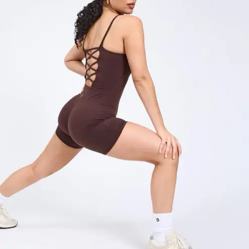 Buffbunny Ivy Bodysuit 6” Journey Dark Brown With Lattice Back