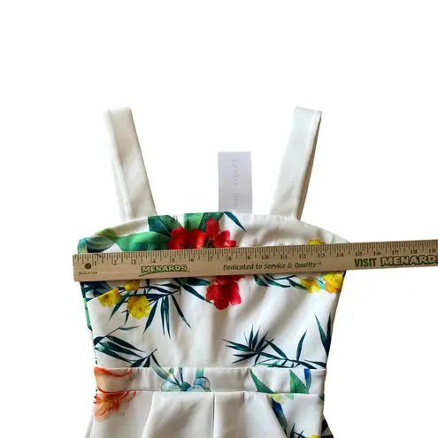 True Violet White Floral Dress Ruffle Hem Square Neck Cocktail Party Sz 6