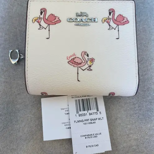 Coach  Flamingo Print Snap Card Case Wallet