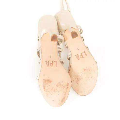 LPA Talia Leather Ivory Cream Lace Up Clear Strap Sandal - Size 8