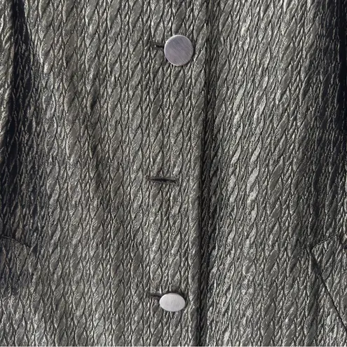 Badgley Mischka Crinkle Texture Jacket High Mock neck 3/4 sleeve shimmer pockets