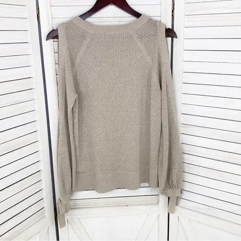 INC International Concepts Metallic Split Sleeve Pullover Sweater Tan Small - Image 10
