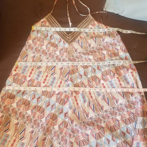 re:named Dress Maxi Halter Tribal Boho Bohemian Autumn Fall Flowy Size Medium