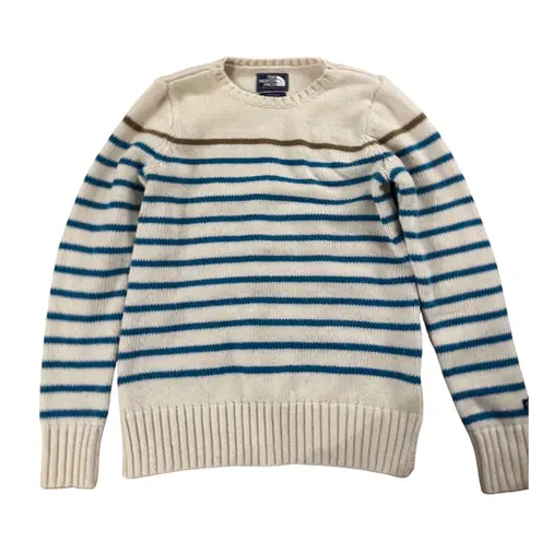 The North Face  Sweater Size M Wool Blend Cream Stripe Coastal Knit Minimalist - Image 1