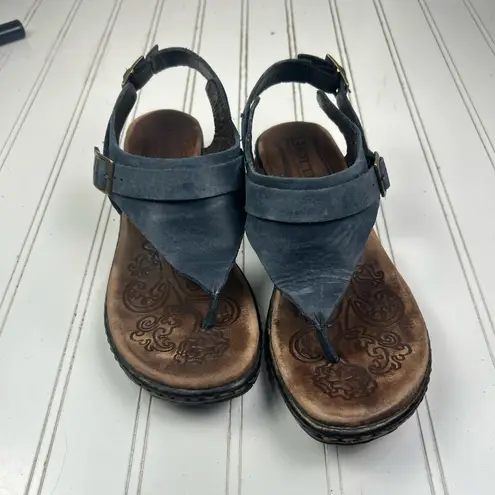 Bรธrn Juney Sandals Blue Leather Womenโs Size 7