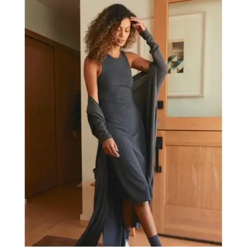 Lunya | Restore Grey Fitted Midi Lounge Tank Dress Size Small Gray