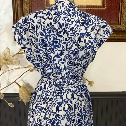 Free Assembly 100% Cotton Belted Button Front Utility Shirtdress ~ Size M 💚🍄 Blue Size M