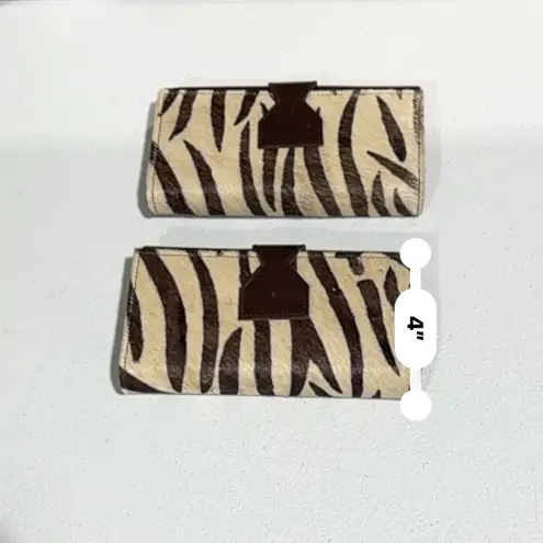Lot Of 2 Real Handmade Animal Print Fur Leather Loop Closure Wallet/Hand Clutch