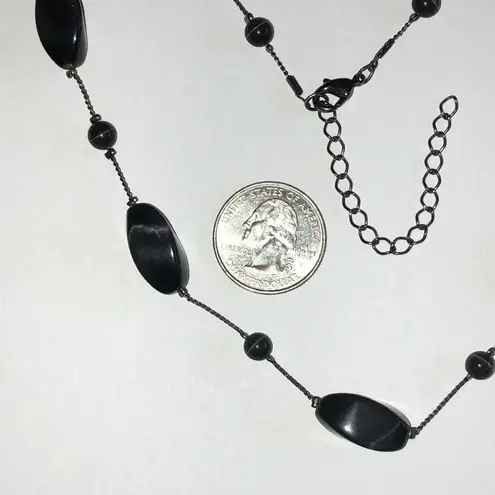 Gunmetal Gray Dark Metal Gray Moonglow Moon Stone Beaded Boho Necklace Black