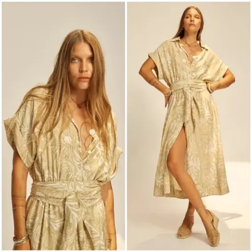 Natalie Martin 💕💕 Harper Maxi Dress ~ 100% Silk Jungle Print Agave Large L NWT