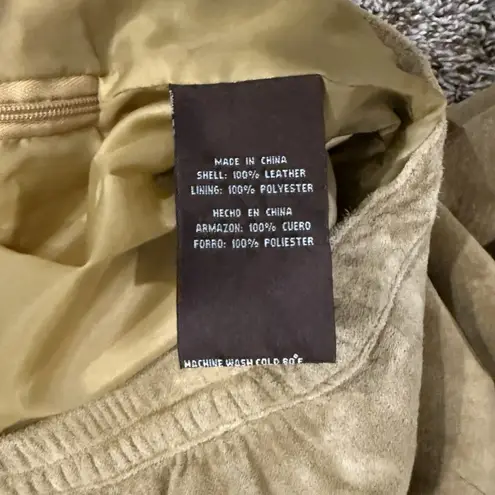 Vintage Stan Herman Suede Skirt Women's 12 Tan 100% Leather Lined Back Slit