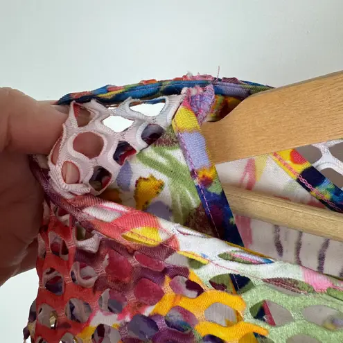 Ali Miles Mesh Tunic Top Size XL Multicolor Artsy Layered Colorful Abstract Boho Yellow