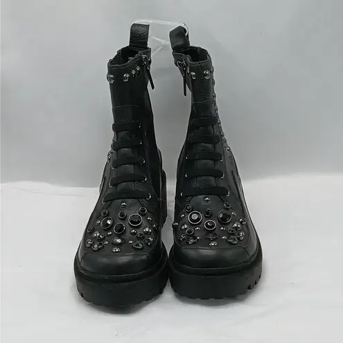 Karl Lagerfeld Breck Chelsea Combat Boots Women Size 6M Black Leather Biker Goth