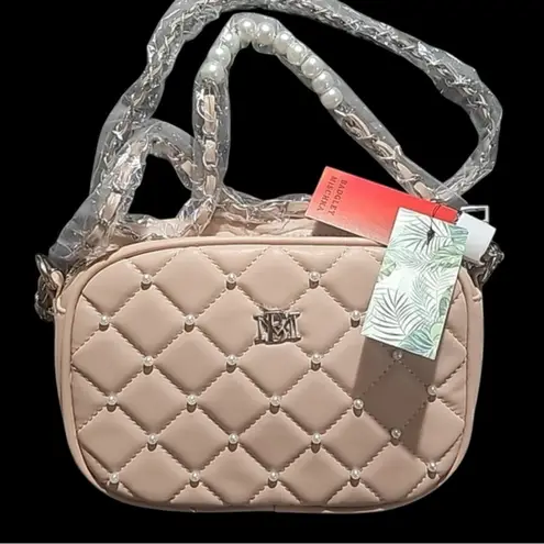 Badgley Mischka NWT Crossbody Pearl Stud Diamond Quilted Bag (BM-4138) Pink