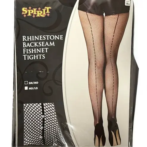 Spirit Halloween Rhinestone Back Seam Fishnet Tights Black Small / Medium