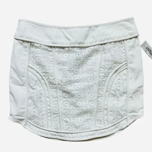 Endless Rose NWT Womens White Lace Detail Denim Jean Skirt - Sz L