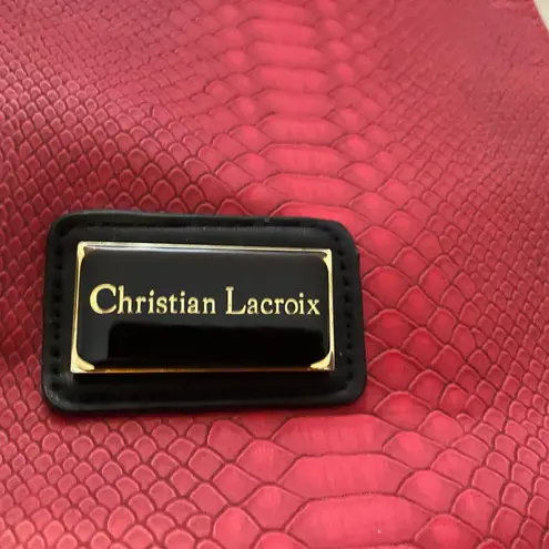 Christian LaCroix Vintage Leather Tote Bag Red/White/Blue/Black Flawed