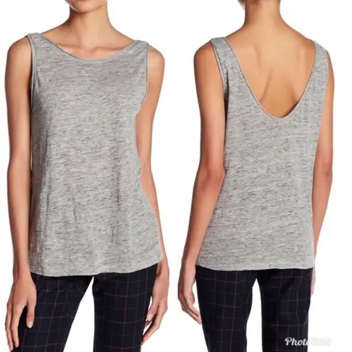 Theory Gray Linen Sleeveless Top Tank Low Back Layering Marled Insar XS New