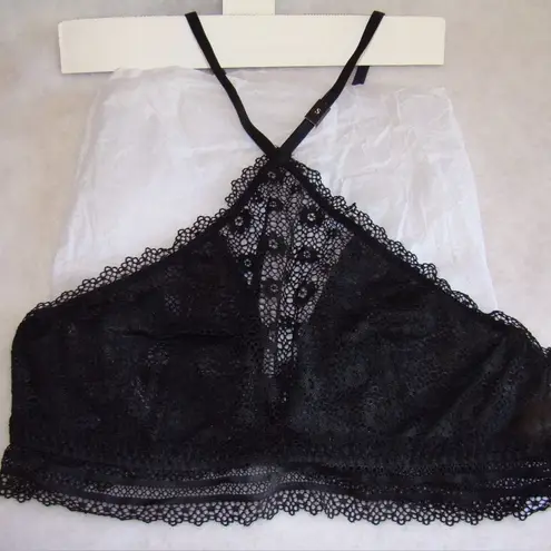 Victoria's Secret Victoria’s Secret Black High Neck Floral Lace Bralette Bra Size Small
