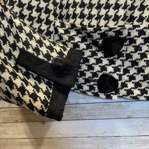 Vintage Daniel Barrett Womens 10 Blazer Black & White Houndstooth Short Jacket
