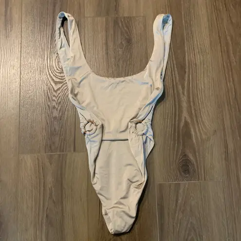 Aerie Iridescent Taupe One Piece Swimsuit High-Cut Scoop Neck size Small