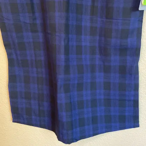 Sam Edelman NEW! $46  S Navy Plaid Side Slit Chemise Spaghetti Strap Tank Top