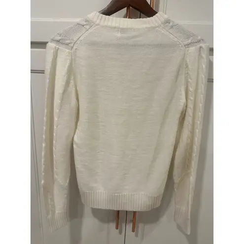Haymaker VTG 70's Cable Knit V Neck Sweater Cream Classic Preppy Style Size M White Size M
